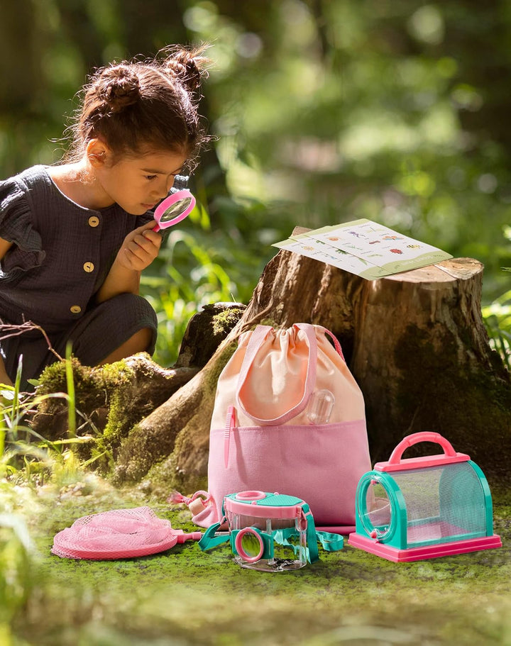 ROBOTIME Kinder Entdecker Kit, mit Insektennetz, Lupe, Insektenbeobachter, Schmetterlingsnetz, Outdo