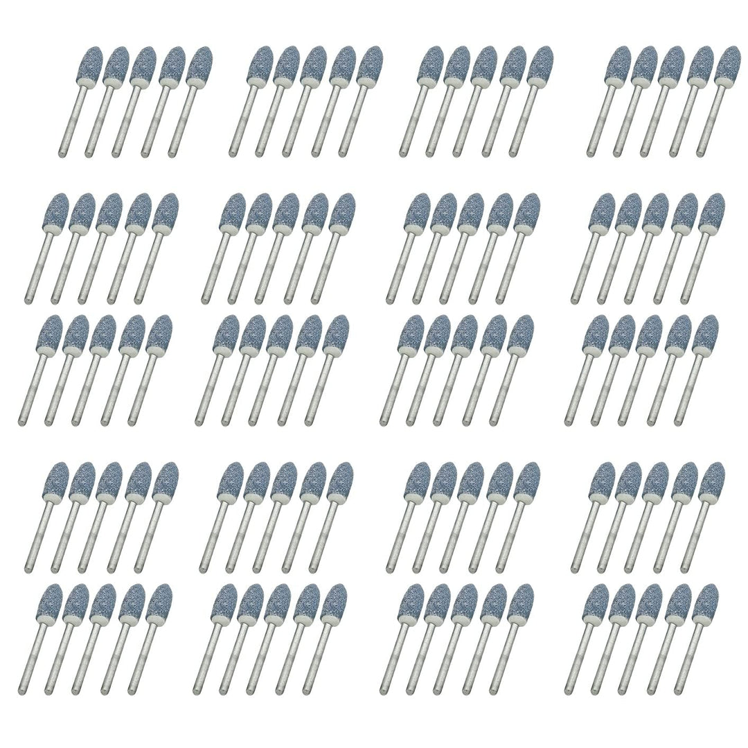 100 Stück Schleifstein-Bit-Set mit 3 mm Schaft und 6 mm Rundspitze für Jade, Metall und Holz