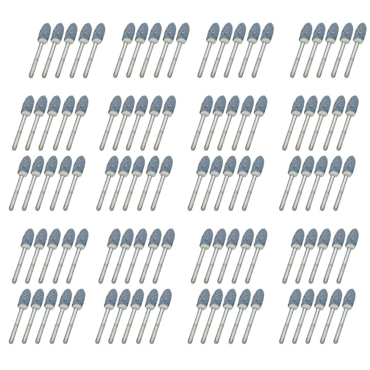 100 Stück Schleifstein-Bit-Set mit 3 mm Schaft und 6 mm Rundspitze für Jade, Metall und Holz