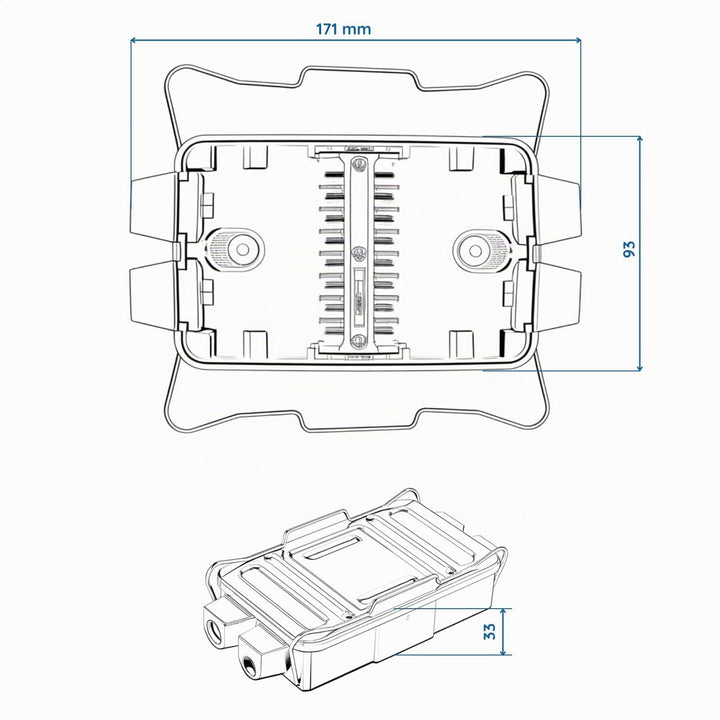 2 STK Verteilerdose 8-polig Anhänger Polyamid 17,1 x 9,3 x 3,3 cm KFZ | Verbindungsdose mit Aluminiu