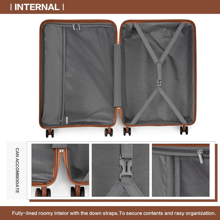 KONO Handgepäck Koffer Trolleys 55cm Leicht Hartschalenkoffer Reisekoffer mit 4 Rollen und TSA Schlo