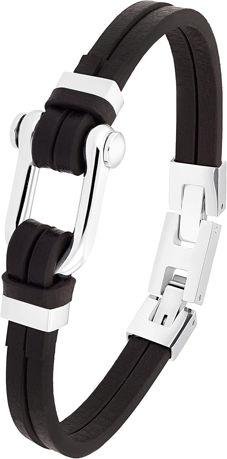 s.Oliver Armband Edelstahl Herren Armschmuck, 18+2 cm, Schwarz, Kommt in Schmuck Geschenk Box, 20339