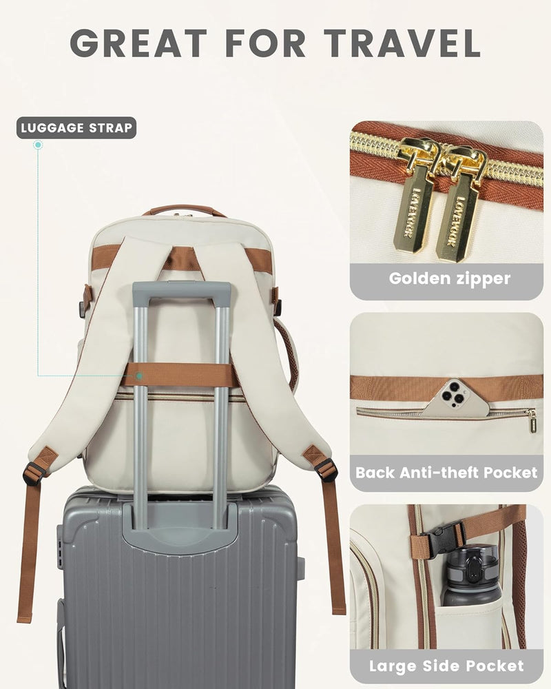 LOVEVOOK Handgepäck Rucksack Flugzeug, 30L Gross Reiserucksack Damen Kofferrucksack, Wasserdicht Rei