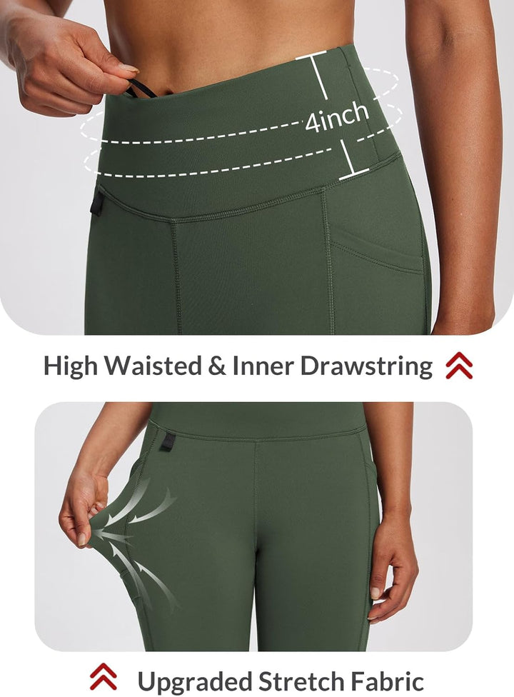 baleaf Damen Fleece gefütterte Leggings Wasserabweisend Hohe Taille Wanderleggings Thermo Leggings F