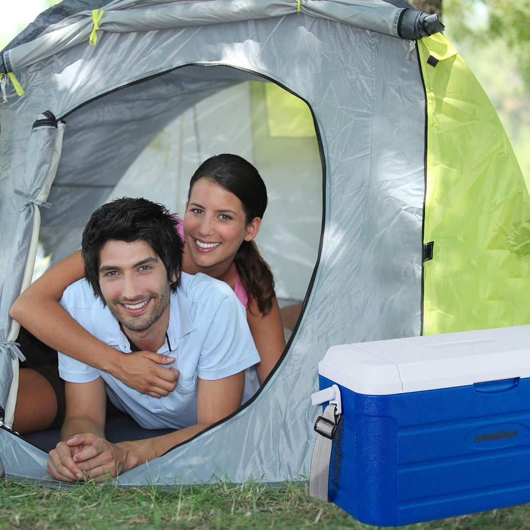 Relaxdays Kühlbox 20 l, Kühlkiste für unterwegs, Tragegurt & Griff, ohne Strom, Isolierbox, 29 x 52,