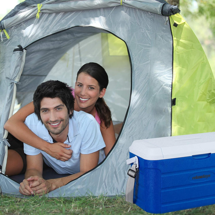 Relaxdays Kühlbox 20 l, Kühlkiste für unterwegs, Tragegurt & Griff, ohne Strom, Isolierbox, 29 x 52,