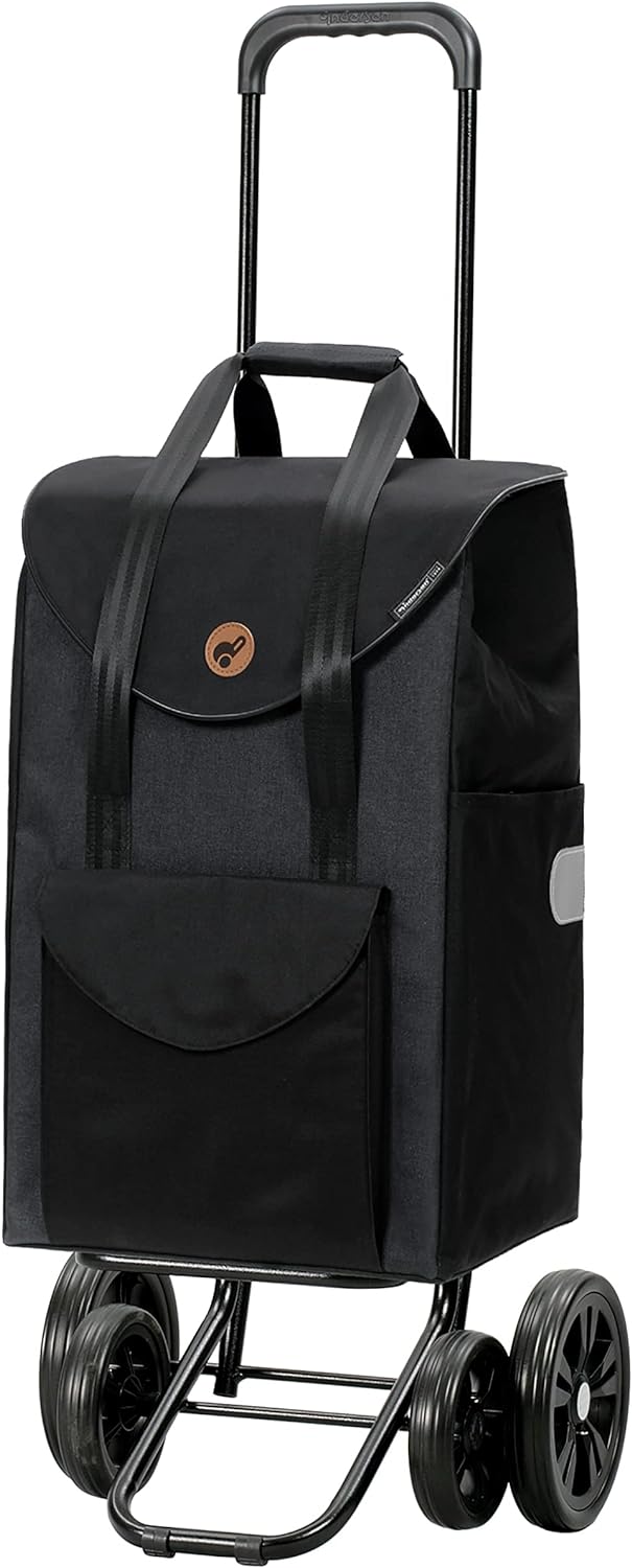 Andersen Shopper Quattro Stahl höhenverstellbar mit Rad Ø 15 und 20 cm und 49 Liter Tasche Senta sch