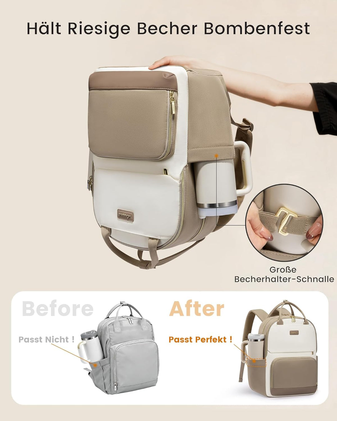 LOVEVOOK Rucksack Damen, 15.6 Zoll Laptop Schulrucksack Teenager mit Grossem Flaschenfach, Uni Schul