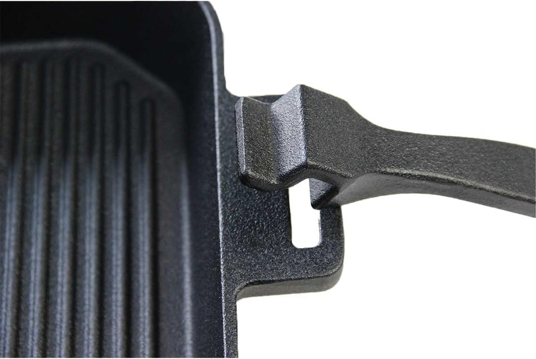 SANTOS Grillpfanne eckig - 29x29cm - Gusseiserne Pfanne mit abnehmbarem Griff - Braten, Grillen - Gu