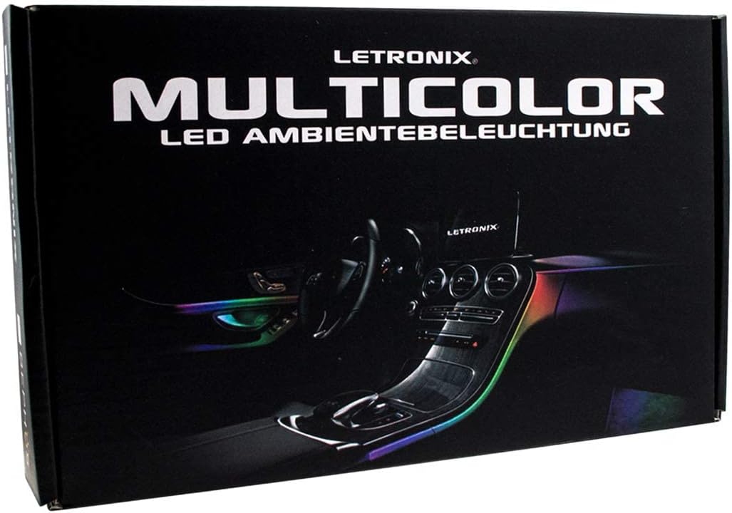 letronix RGB LED Ambientebeleuchtung *Wired Serie* 4 LED Module 6M Lichtleiter mit Bluetooth App Ste