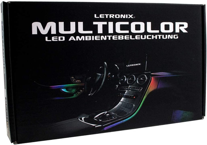 letronix RGB LED Ambientebeleuchtung *Wired Serie* 4 LED Module 6M Lichtleiter mit Bluetooth App Ste
