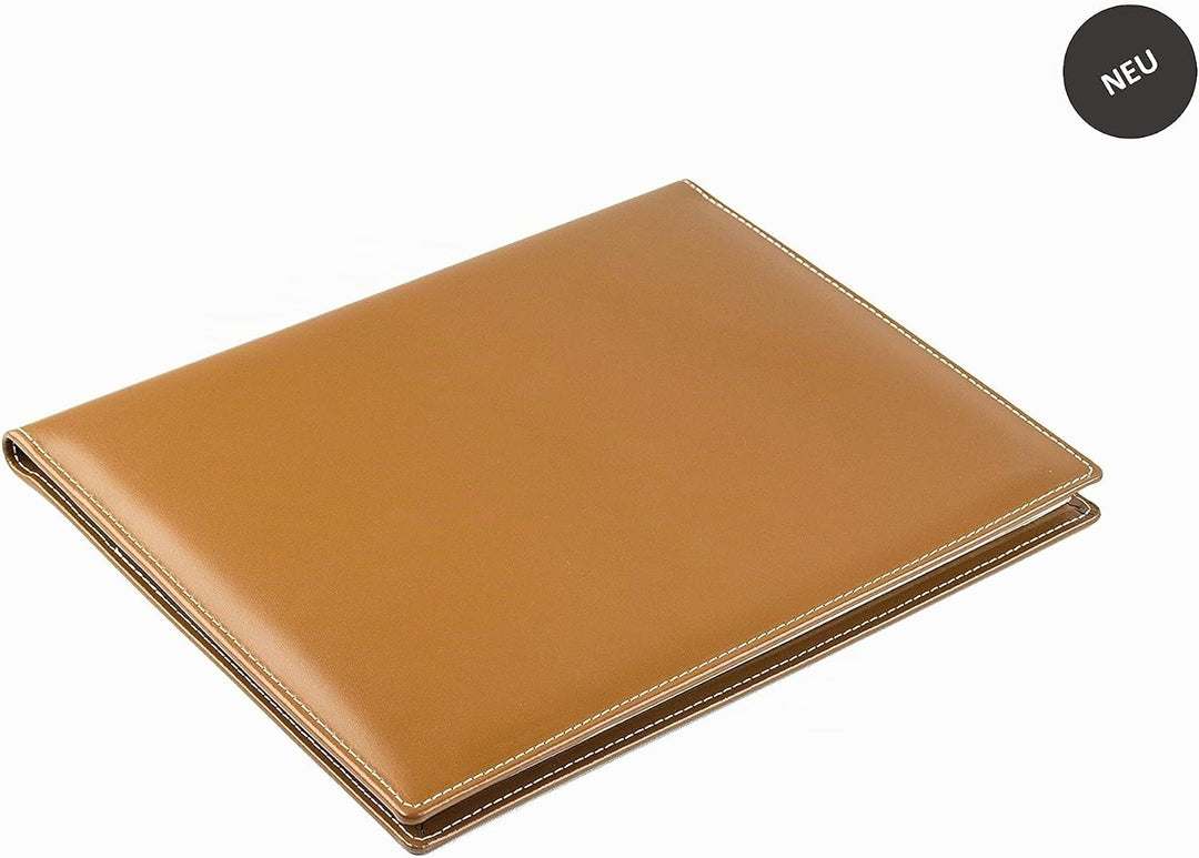 DELMON VARONE - Personalisierbare Schreibmappe DIN A4 aus Cambridge Top Grain Leder braun, Organizer