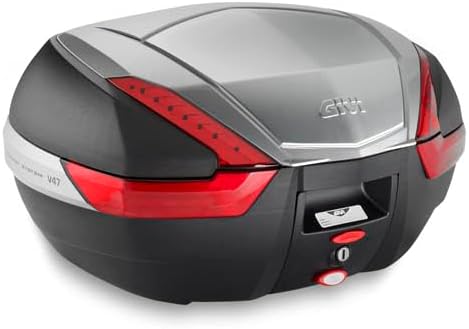 Givi V47 Monokey Topcase mit Alu Blende und roten Reflektoren TU EU Schwarz, TU EU Schwarz