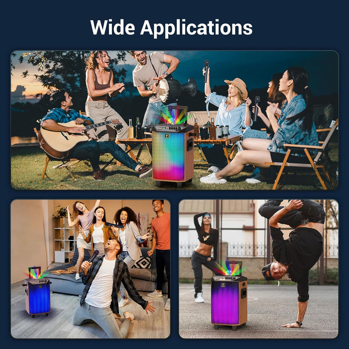 Karaoke Maschine für Erwachsene, TONOR tragbarer Bluetooth Lautsprecher mit 2 kabellosen Mikrofonen,