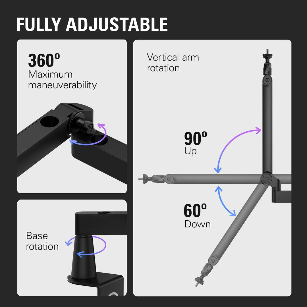 Elgato Wave Mic Arm LP - Low Profile Mikrofonarm mit Kabelkanälen für einen sauberen Arbeitsplatz, T