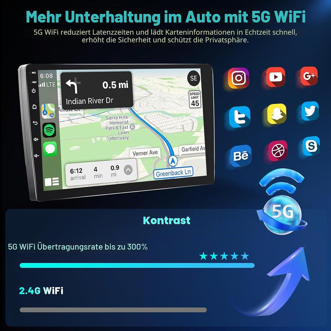 Hikity 4+64GB Android 15 Autoradio für Toyota Corolla Verso AR10 2004-2009 Mit Wireless Carplay Andr