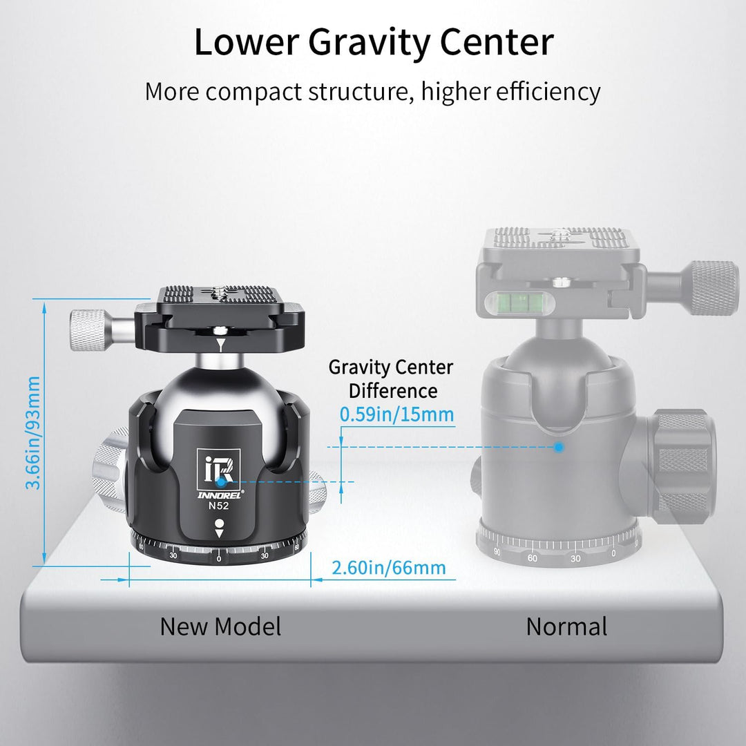 INNOREL N52 Kugelkopf Stativköpfe Tripod Head Niedrige Profile Kugelkopf 360 Grad Drehbarer Durchmes
