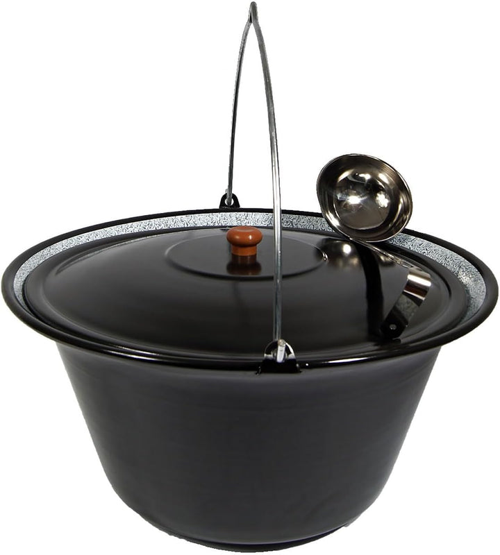 troph-e-shop Set Gulaschkessel Gulaschtopf Emaille 30 Liter + Deckel Gratis Schöpflöffel