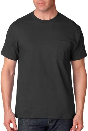 Hanes Herren Kurzarm T-Shirt mit Tasche, 5190, Schwarz, 5190 L