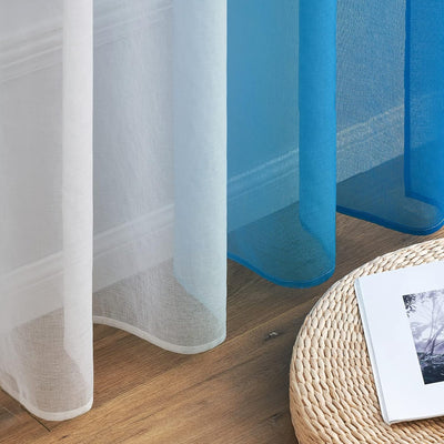 MIULEE 2er Set Voile Vorhang Zweifarbiger Vorhang mit Ösen Transparente Gardine Ösenschal Fenstersch