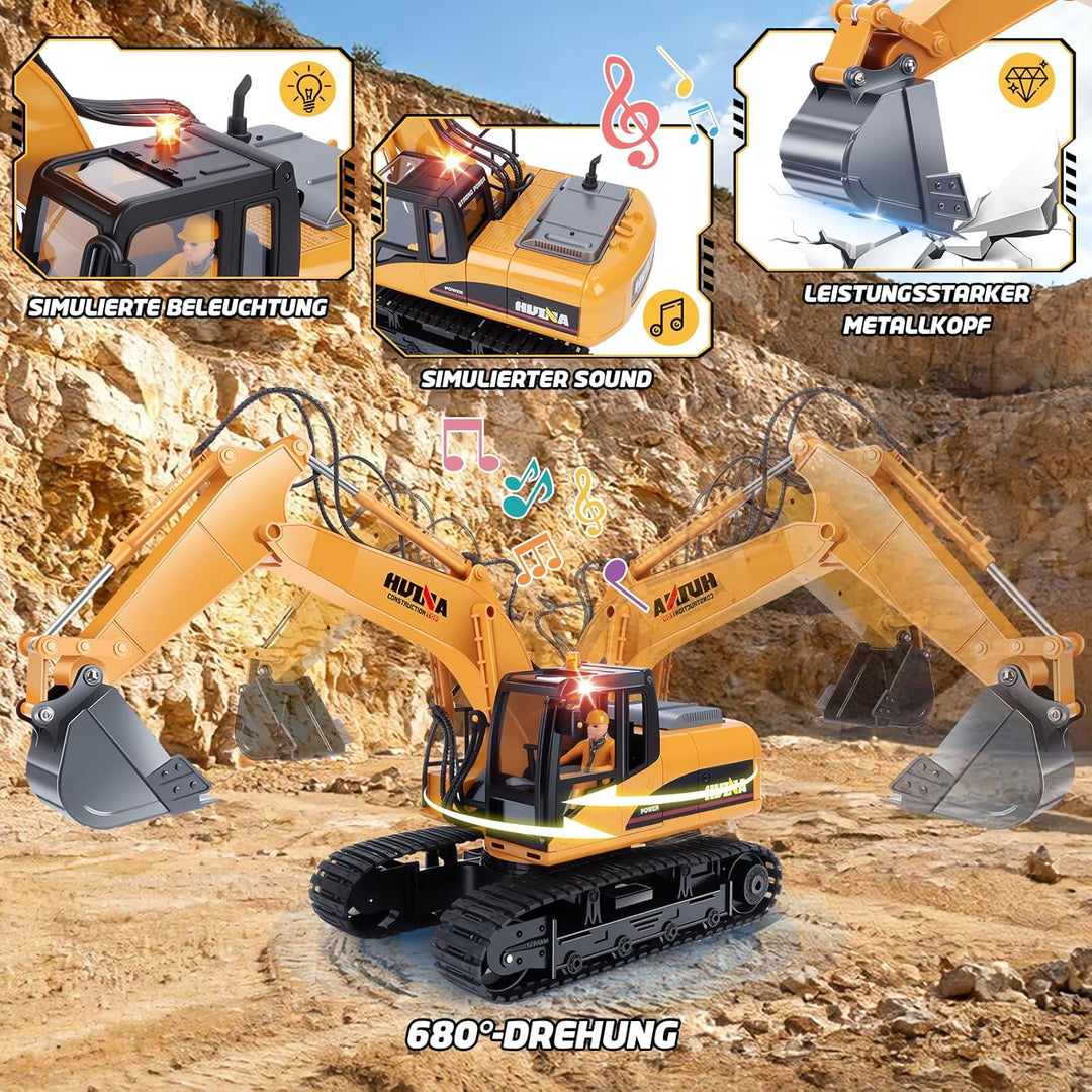 FORMIZON Löffel Hydraulikhammer Holzgreifer 3-in-1 2.4GHz Ferngesteuerter Bagger ab 8 Jahre, 1:14 Ma