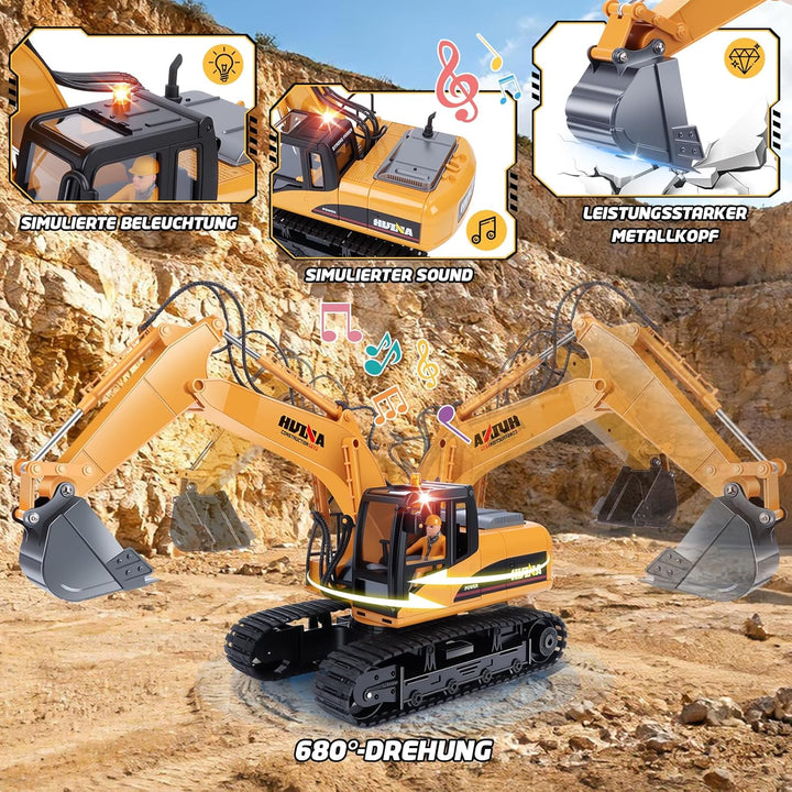 FORMIZON Löffel Hydraulikhammer Holzgreifer 3-in-1 2.4GHz Ferngesteuerter Bagger ab 8 Jahre, 1:14 Ma