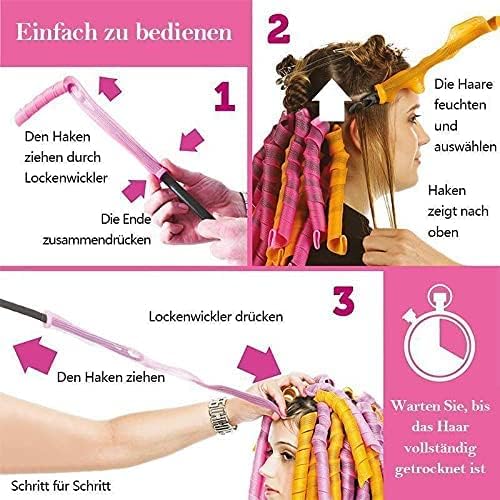 40 Stück - Lockenwickler Curler über Nacht für Damen und Frauen von Zuhause ohne Hitze (Lila/Pink) i