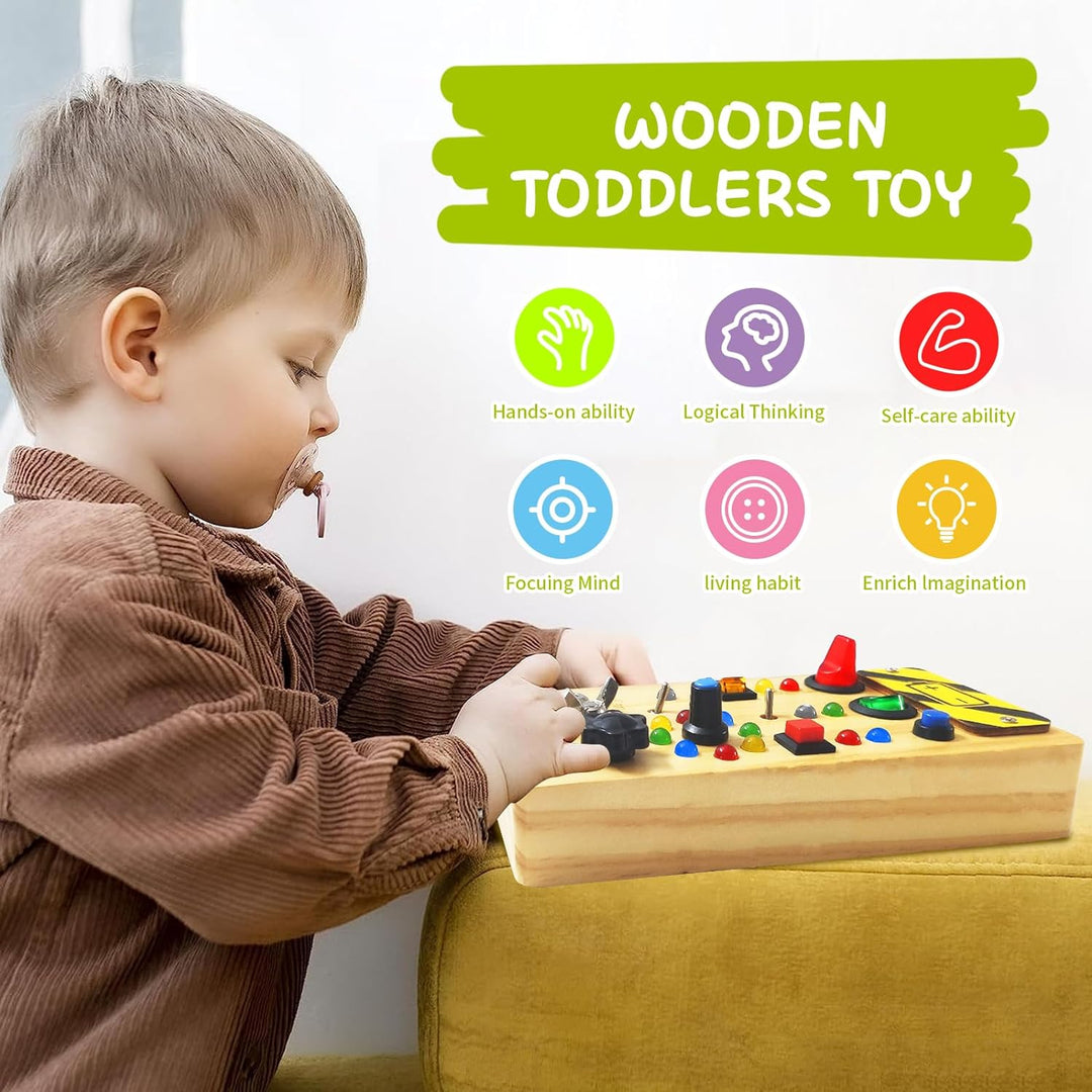 TenFans Busy Board Montessori Spielzeug mit LED-Lichtschalter und Schraubendreher-Tools - Sensorisch