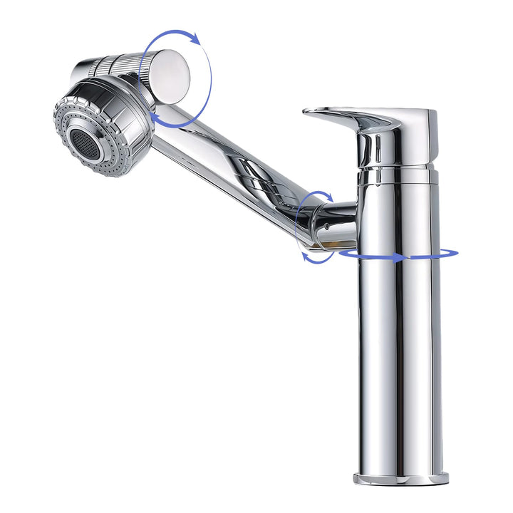 Wasserhahn Bad 360° Drehbar Einhand-Waschtischarmatur für Kalt- und Warmwasser, Wassersparende Misch