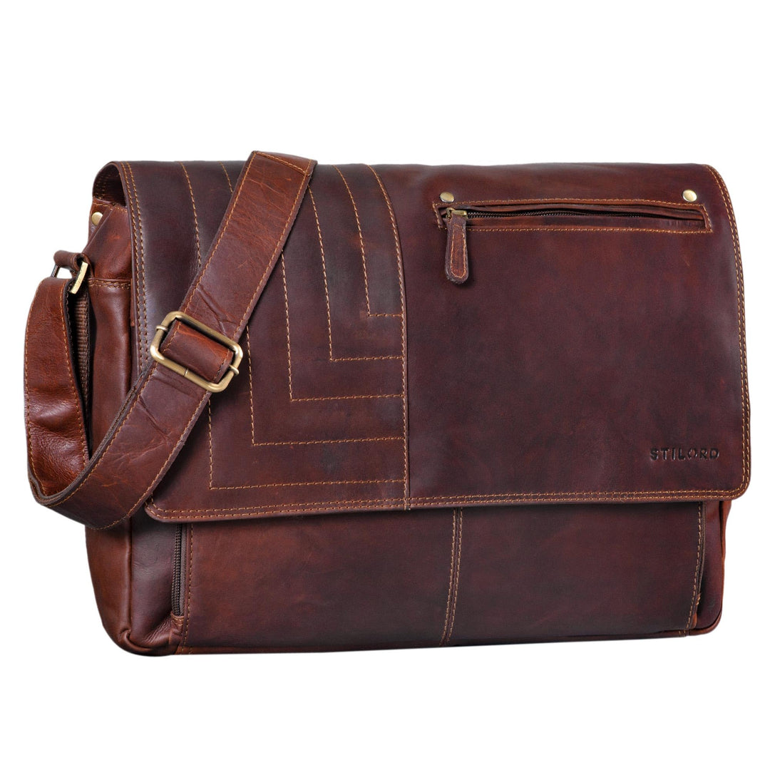 STILORD 'Harvey' Ledertasche Herren 15,6 Zoll Vintage Umhängetasche gross DIN A4 Laptoptasche elegan