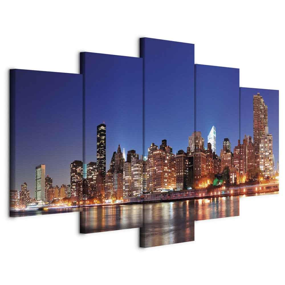murando - Wandbilder XXL New York 225x112cm 5 tlg - Wand Deko Leinwand Bilder Gross Wanddeko Wohnzim