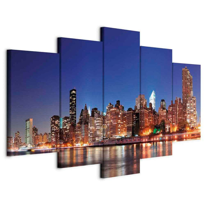 murando - Wandbilder XXL New York 225x112cm 5 tlg - Wand Deko Leinwand Bilder Gross Wanddeko Wohnzim