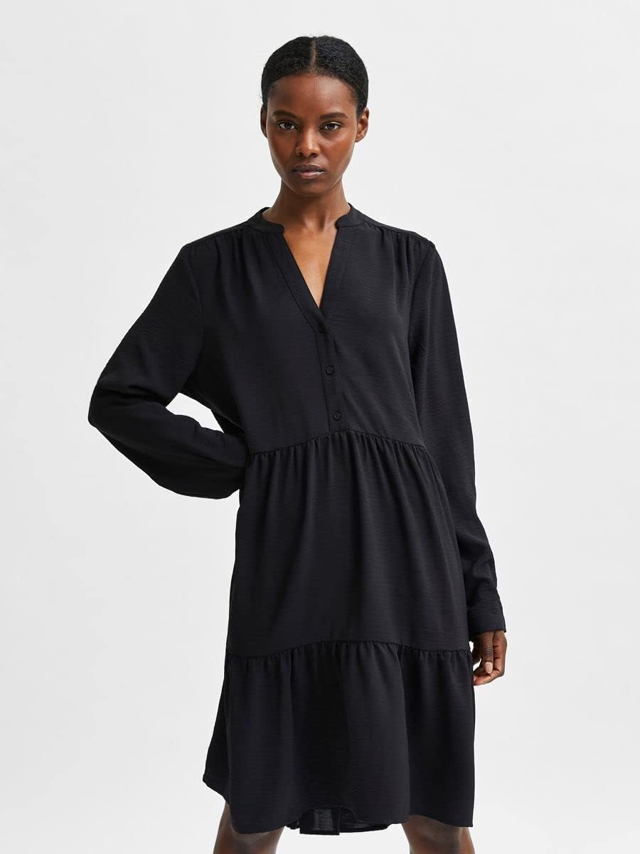 Selected Femme Female Minikleid Stufenlook 42 Black/, 42 Black/