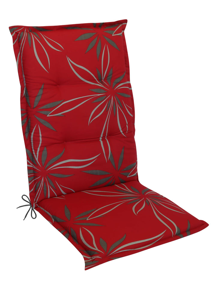 DILUMA Hochlehner Auflage Naxos für Gartenstühle 4er Set 118x49 cm Blume Rot - 6 cm Starke Premium S