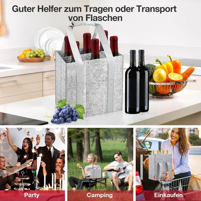 Eurhomewit Flaschentasche 6 Flaschen Flaschenträger, Filz Flaschen Tasche Wiederverwendbar Männerhan