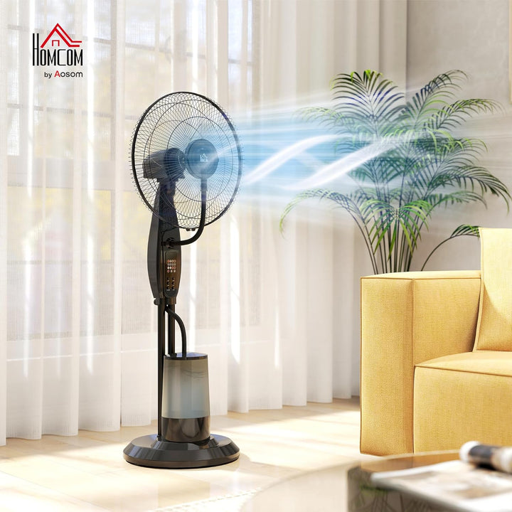 HOMCOM Ventilator mit Wasserkühlung, Standventilator mit Sprühnebel, Fernbedienung, Timerfunktion, 3