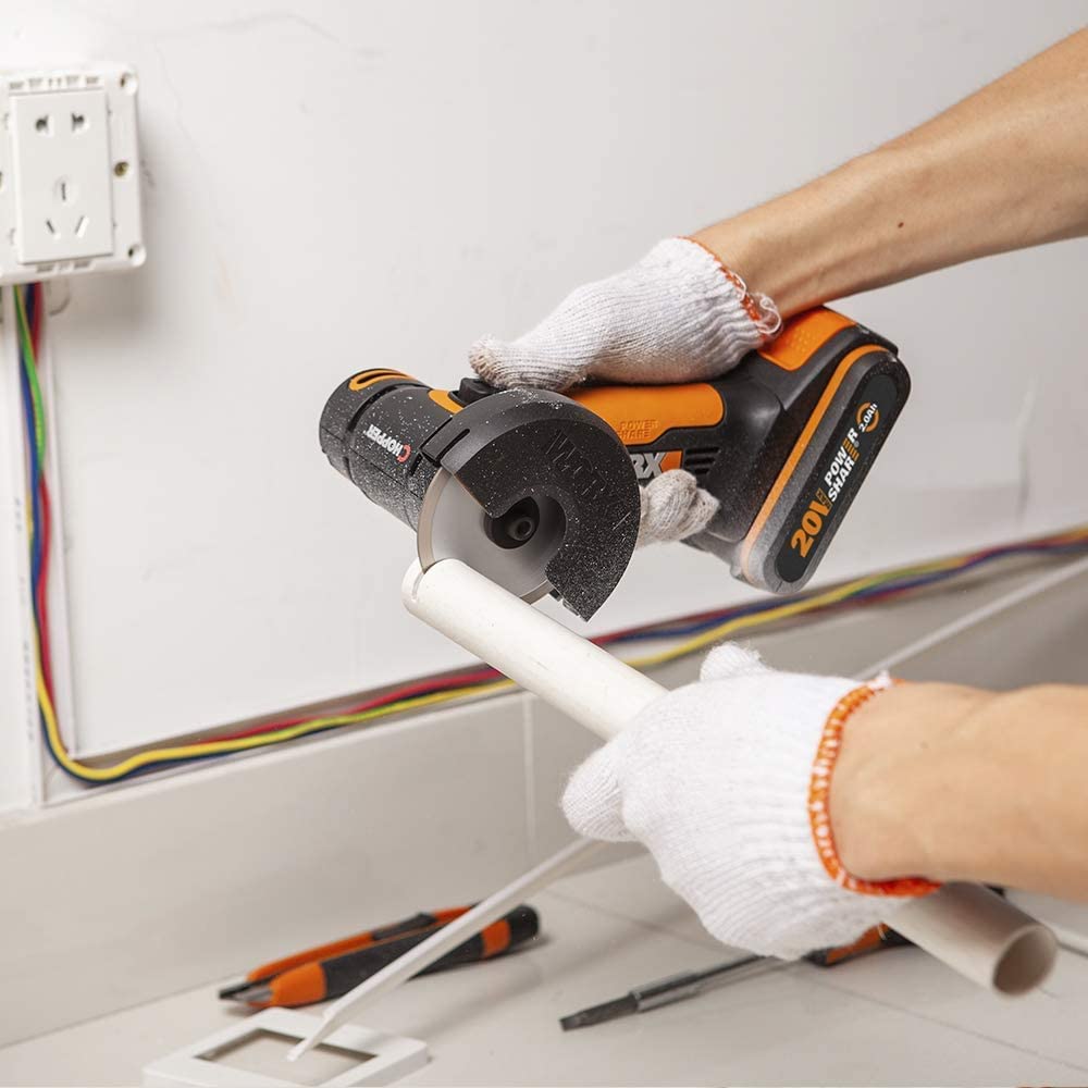 WORX Akku Winkelschleifer WX801 Powershare 2,0Ah Akku und Ladegerät 76mm Kompaktschleifer mit schmal