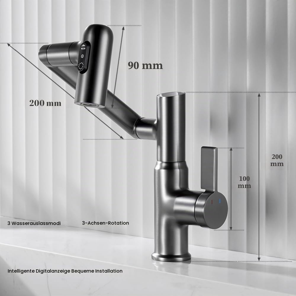 Smart Temperatur Badezimmer Wasserhahn, Einhand-Badezimmerarmatur, Waschbeckenarmatur, Küchenarmatur