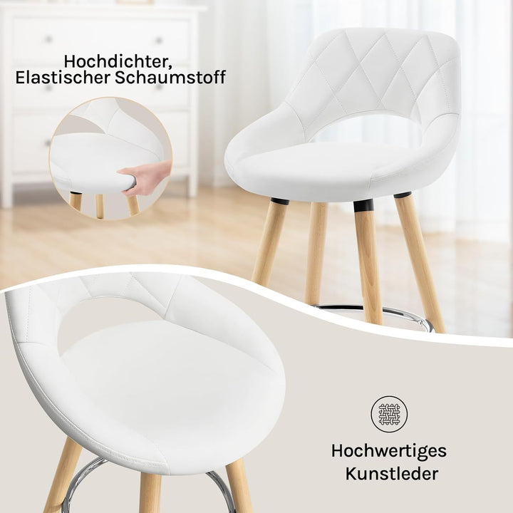WOLTU Barhocker 2er Set, Barstuhl Küchenhocker Thekenhocker, Hocker mit Rückenlehne Fussstütze, aus