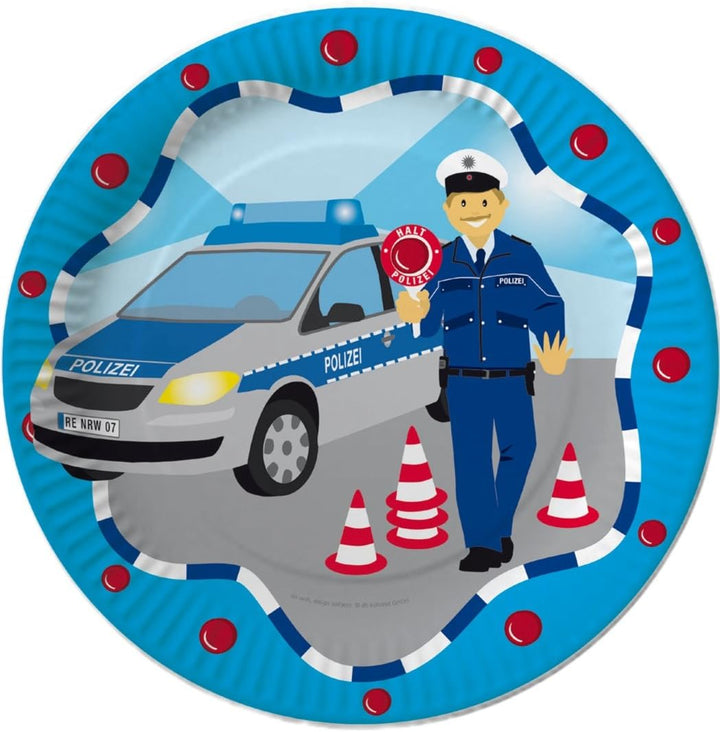 DHK 67-TLG. Partyset Polizei Mottoparty - für 8 Kinder - Partygeschirr und Zubehör