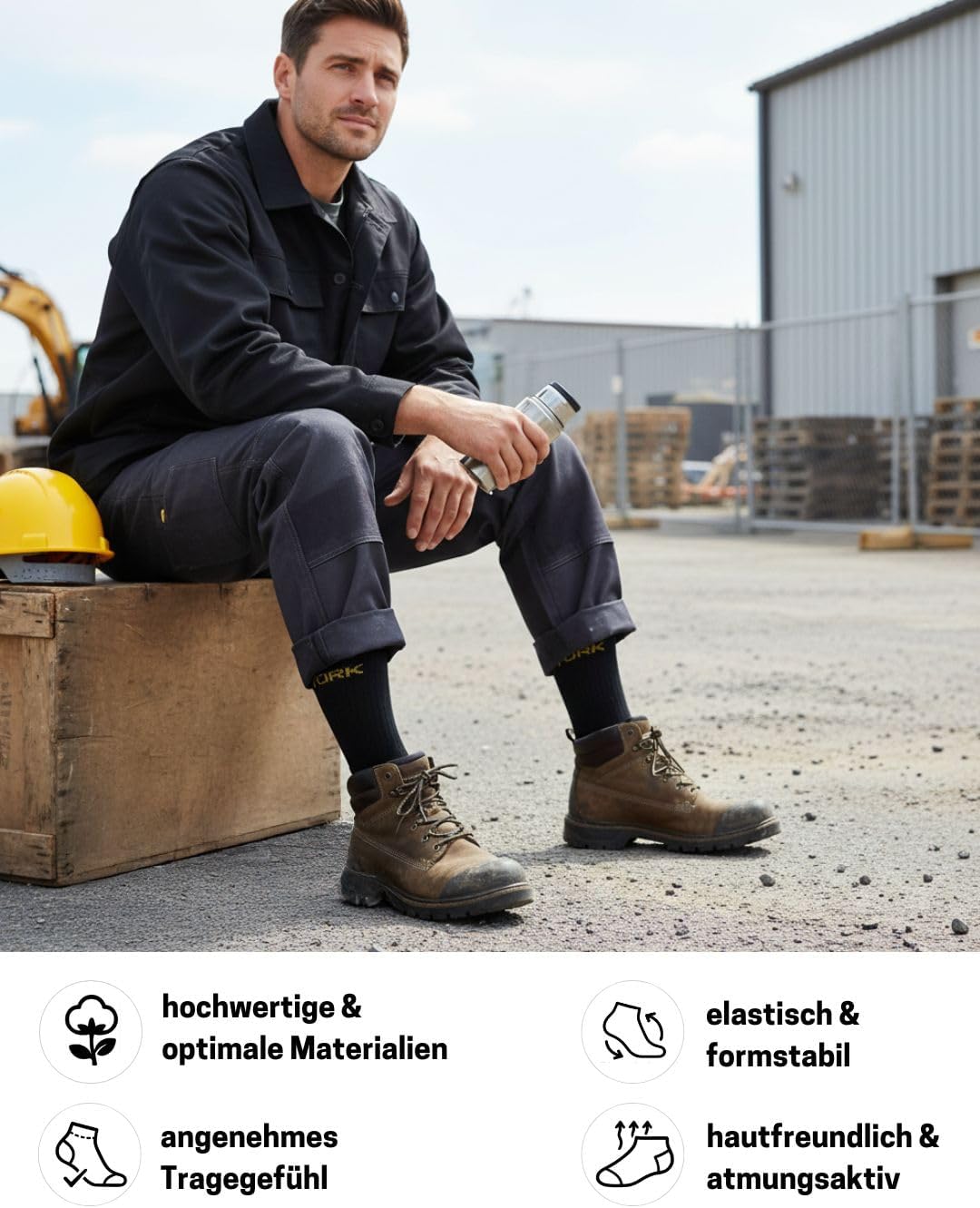 Herren Arbeitssocken (10 oder 20 Paar) WORK Socken Baumwolle 39-42 10 Paar | Schwarz/Grau Meliert, 3
