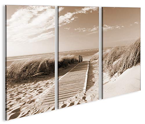 islandburner Bild Bilder auf Leinwand Strand Sepia Nordseestrand Langeoog 3p XXL Poster Leinwandbild