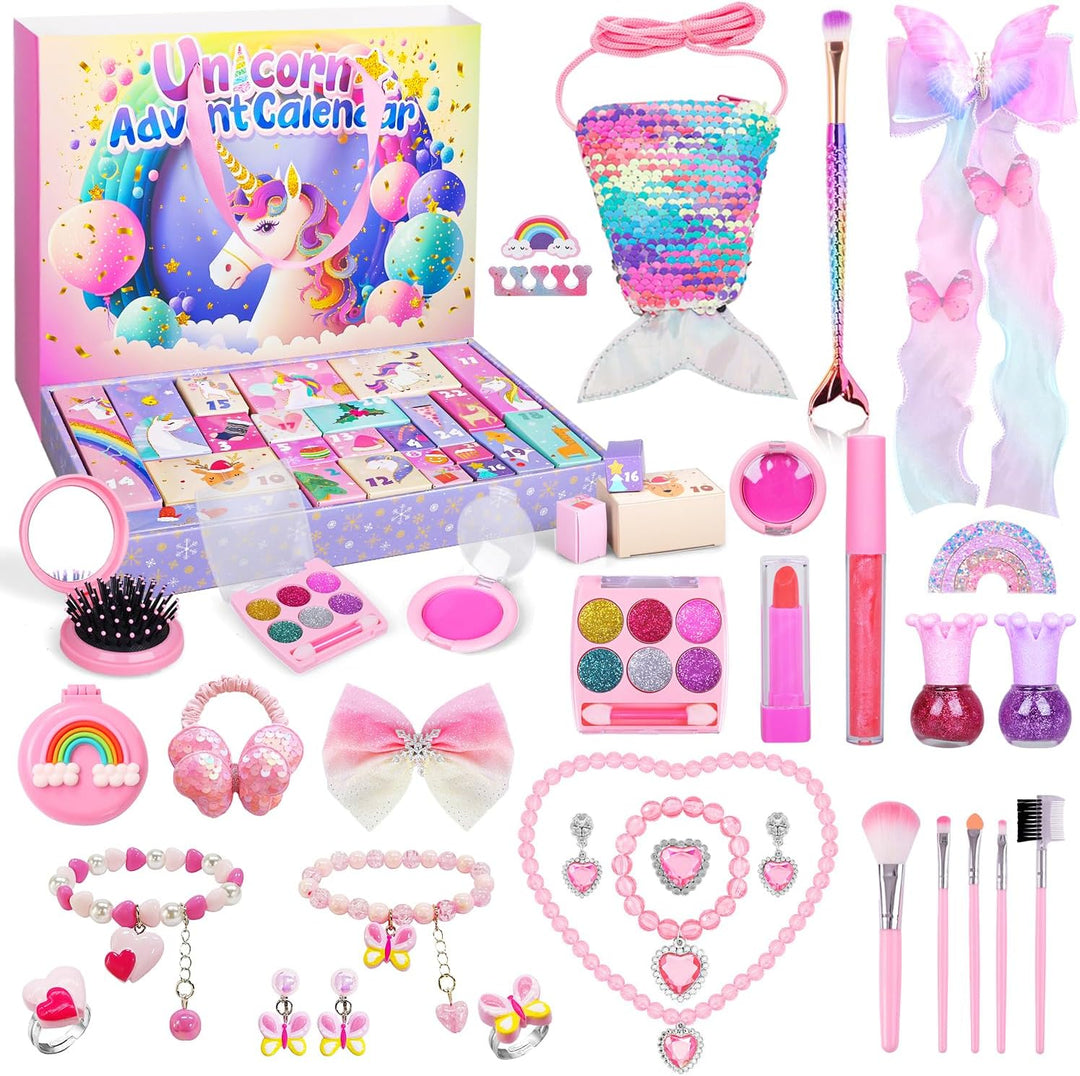 iZoeL Adventskalender kosmetik Kinder Mädchen 2024 Weihnachtskalender 24 Mode Schmuck schminke Beaut