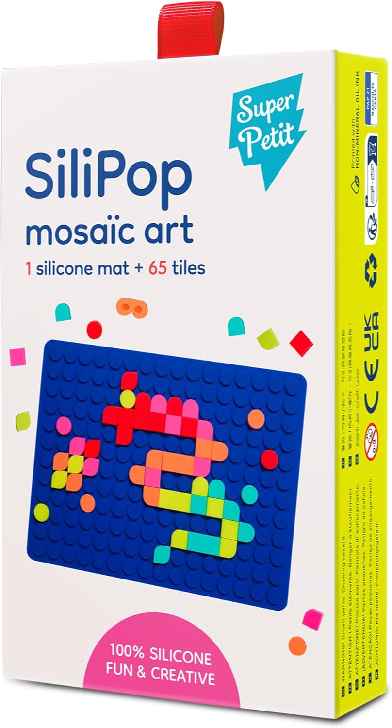 SUPER PE - Mosaic Art Mosaik Silikon zum Anklippen – unendlich bunte Kreationen – Weiss – ab 3 Jahre
