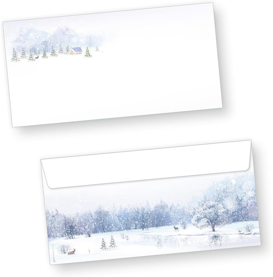 tatmotive Weisse Weihnachten Weihnachtskarten Set (10 Sets) mit Umschlag und mit Einlegeblätter Einl