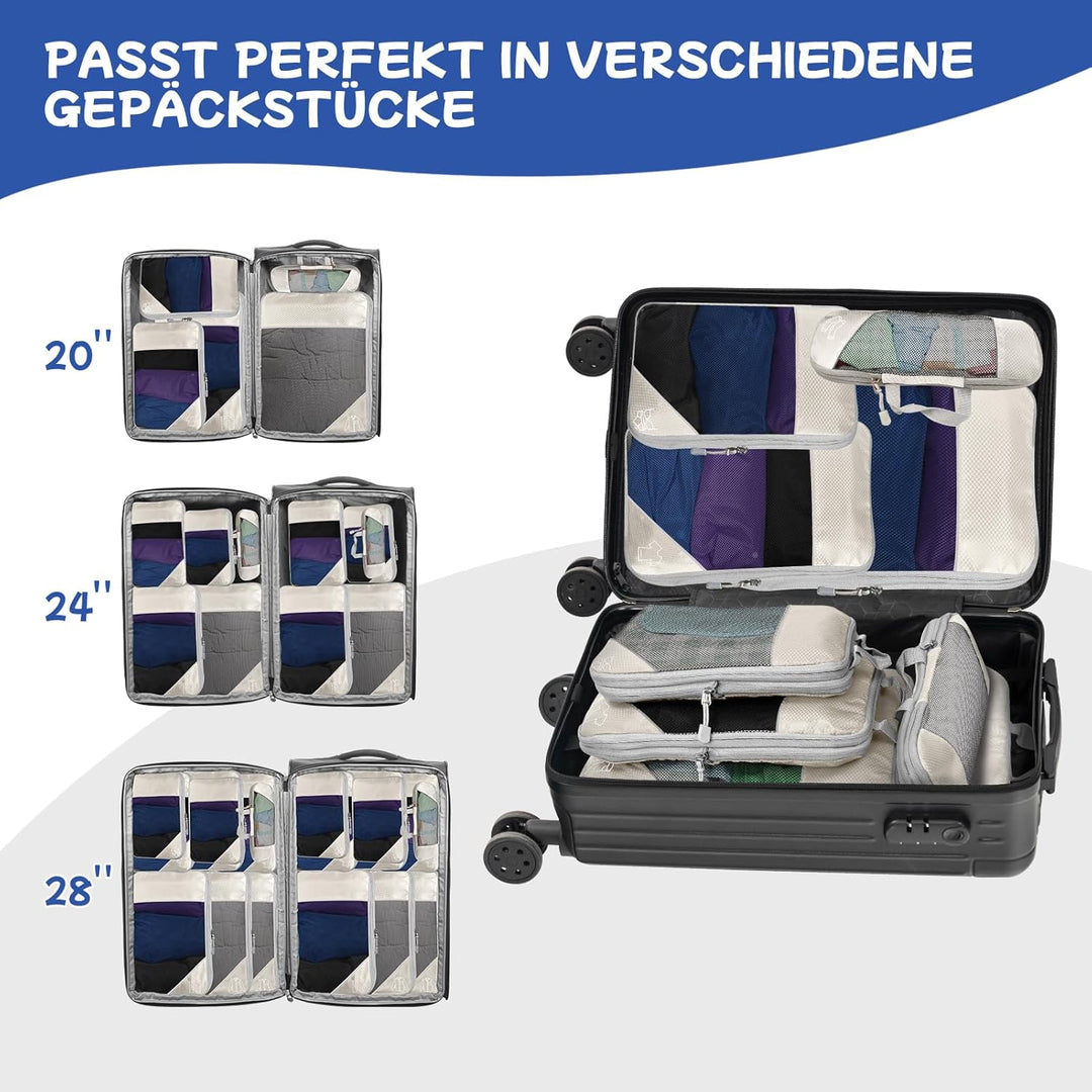 5-teilig Kompressions Packwürfel Set für Reisen, Compression Packing Cube zur Organisation Ihres Rei