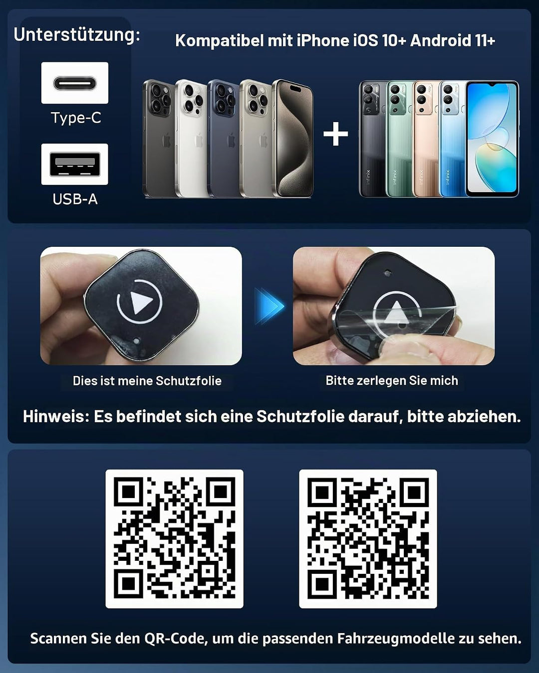 2-in-1 CarPlay Wireless Adapter Android Auto Adapter