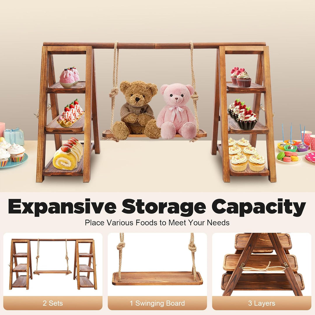 Cupcake Ständer Holz Tortenständer 3 Etagen mit lebensmittelechter Oberfläche Etagere 3 Etagen Holz