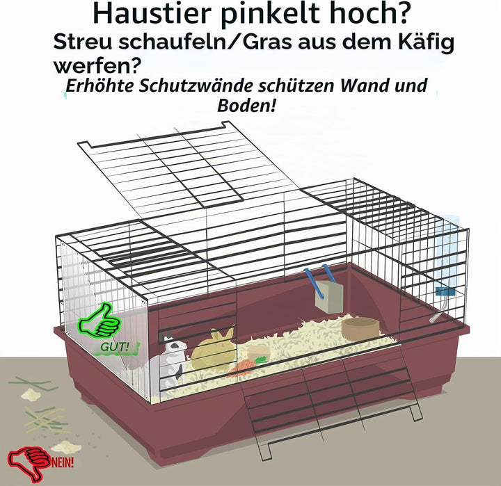 12 Stück Haustierkäfig-Einlage, 26 x 21 cm, Urin-Schutz, Seitenfutter, transparentes Blatt, Kaninche