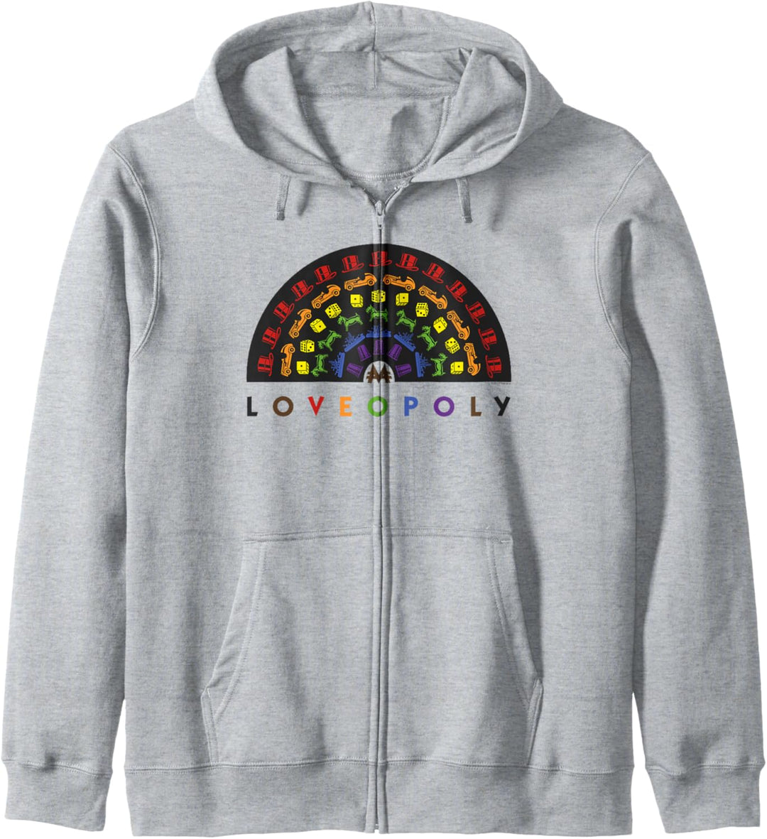 Monopoly Loveopoly Rainbow Game Pieces And Text Kapuzenjacke